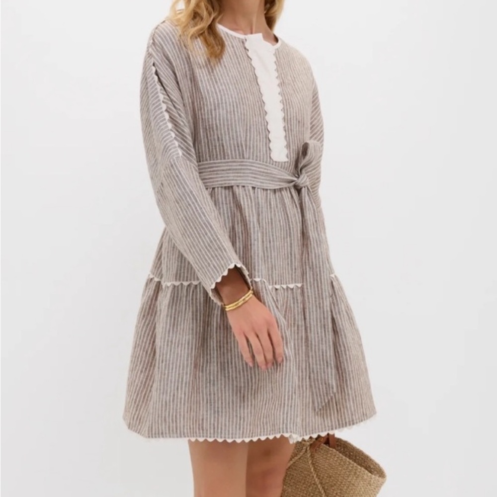 Tuckernuck Brown Stripe Linen Tobi Mini Dress - Picture 2 of 5